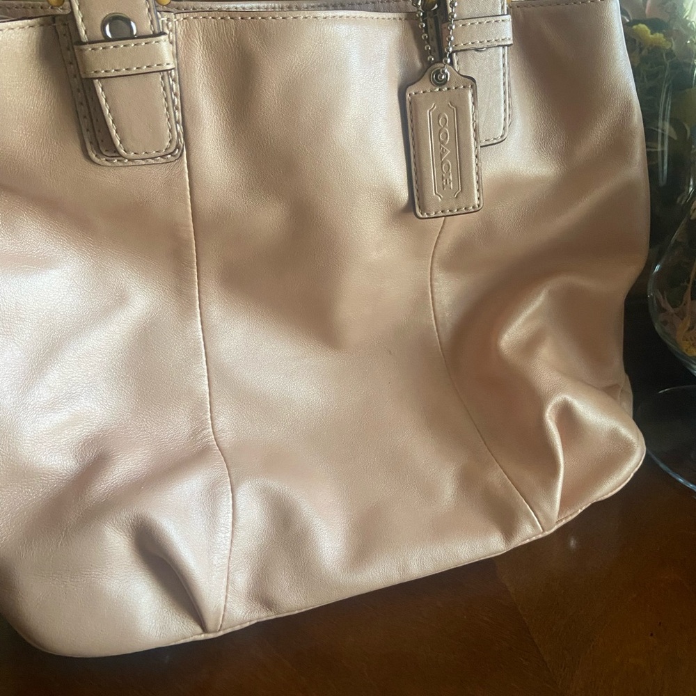 Coach Beige Leather Tote Bag